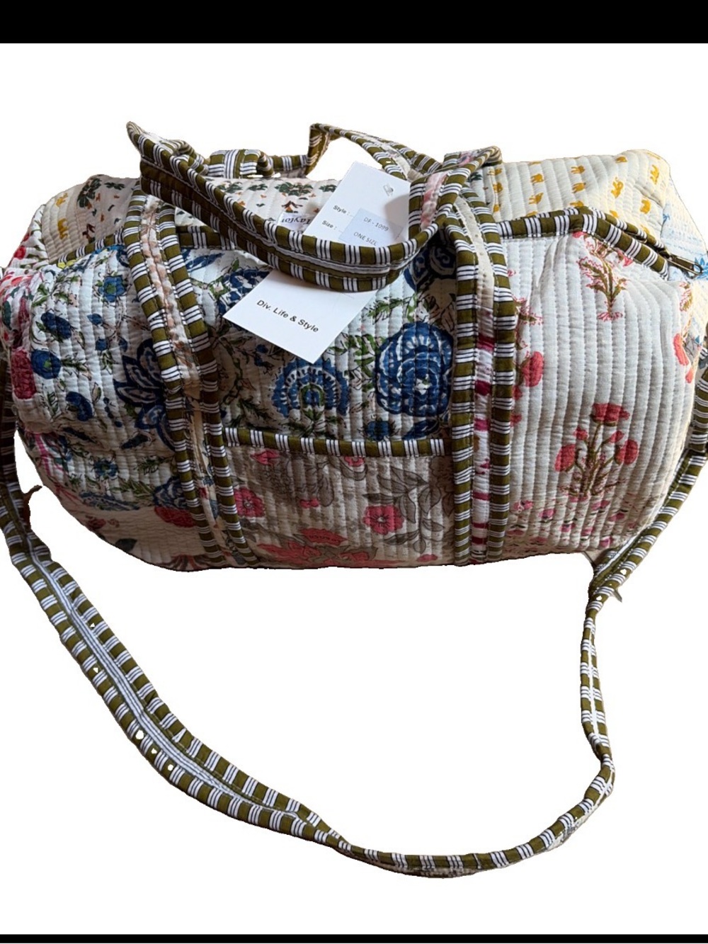 NWT boho quilted patchwork duffel travel carry on gym diaper bag adj straps